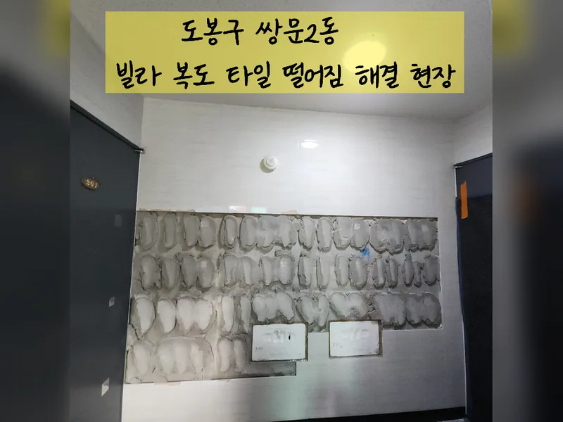 서울 도봉구 타일 보수 - 빌라복도타일떨어짐 해결 현장 시공 사진 2